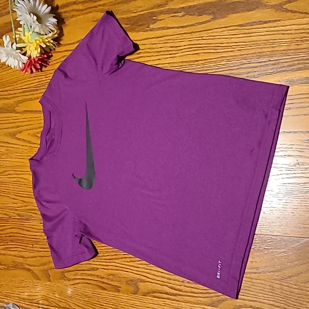 Nike Kids' Purple Dri-FIT Tee with Black Swoosh